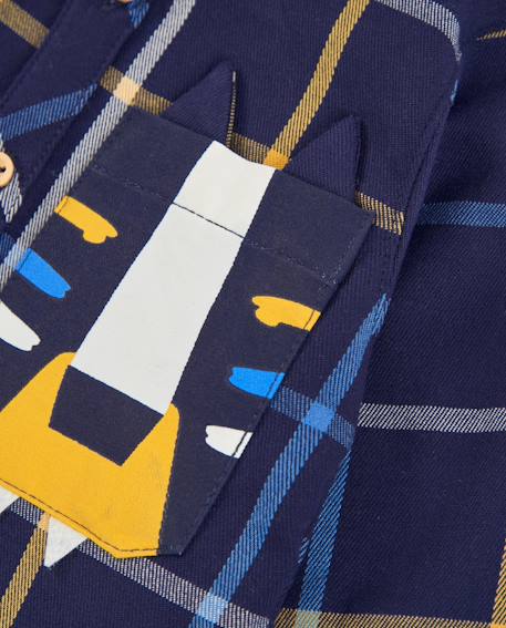 Chemise à carreaux garçon en toile de coton fermeture boutonnée Bleu 5 - vertbaudet enfant 