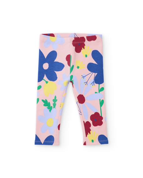 Legging bébé fille en molleton à motif floral et matière extensible Rose 1 - vertbaudet enfant 