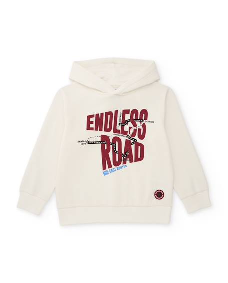Ensemble garçon avec sweat à capuche et imprimé graphique Blanc 2 - vertbaudet enfant 