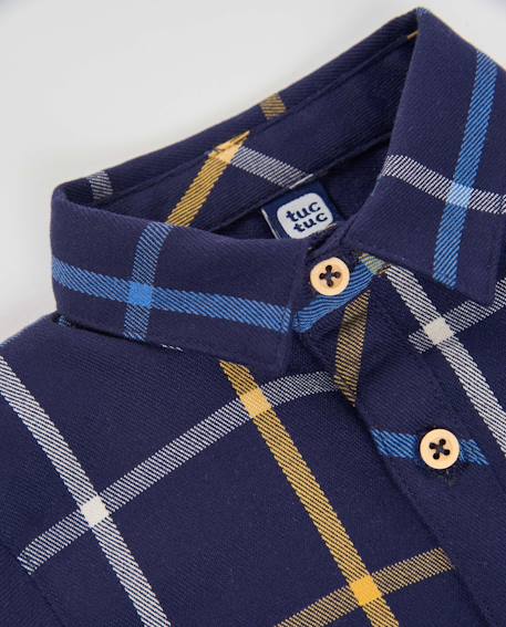 Chemise à carreaux garçon en toile de coton fermeture boutonnée Bleu 4 - vertbaudet enfant 