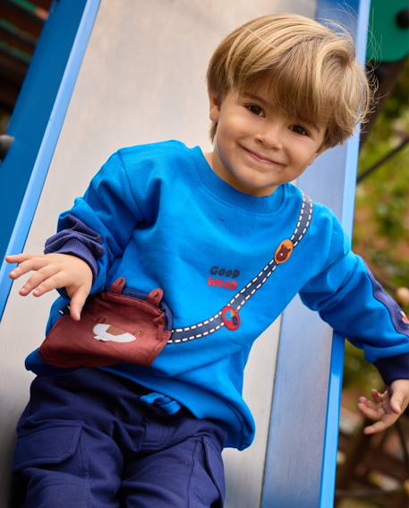 Sweat en molleton pour garçon avec détail bandoulière et toucher doux Bleu 1 - vertbaudet enfant 
