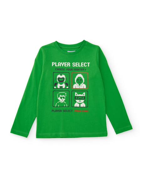 T-shirt en jersey pour garçon avec design pixélisé Vert 1 - vertbaudet enfant 