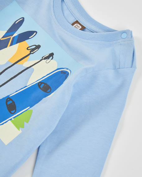 T-shirt en maille pour garçon avec imprimé ski et manches longues Bleu 3 - vertbaudet enfant 