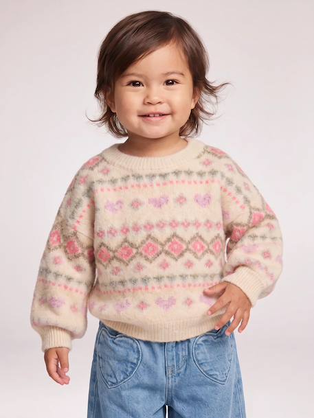 Pull bébé fille manches longues rose 1 - vertbaudet enfant 