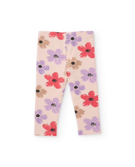 Ensemble en molleton pour fille avec sweat à motif floral et pantalon assorti Beige 5 - vertbaudet enfant 