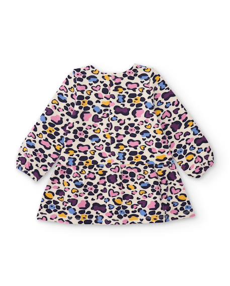 Robe fille en molleton imprimé animalier avec nœud Blanc 3 - vertbaudet enfant 