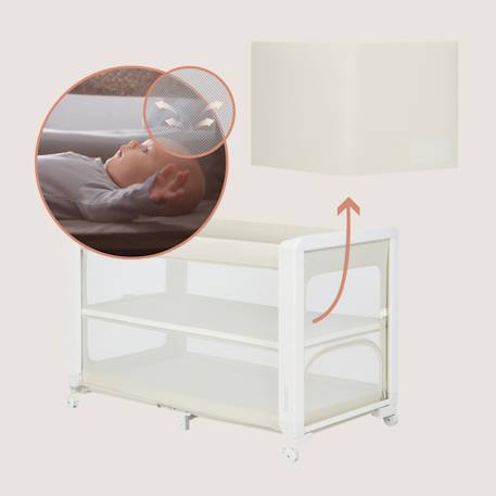 Lit cododo 5en1 patty pliable avec fonction lit parapluie et parc, matelas haute densité et 4 roulettes Beige sand+Grey graphite 4 - vertbaudet enfant 