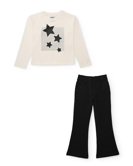 Ensemble fille en maille avec t-shirt motif étoiles et leggings assortis Blanc 1 - vertbaudet enfant 