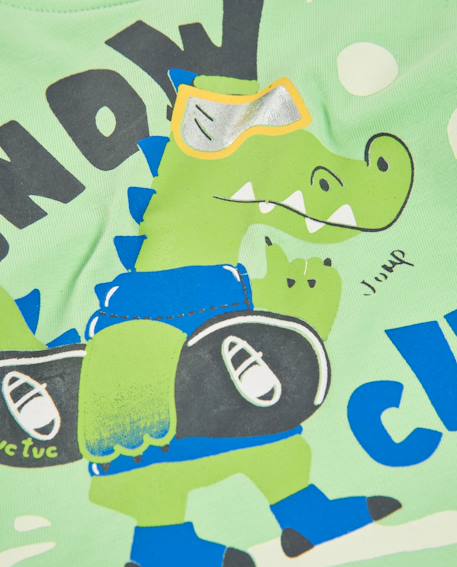 T-shirt en maille pour bébé garçon avec motif ludique et manches longues Vert 4 - vertbaudet enfant 