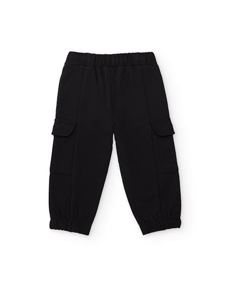 Pantalon de jogging garçon en molleton avec poches latérales Noir 2 - vertbaudet enfant 