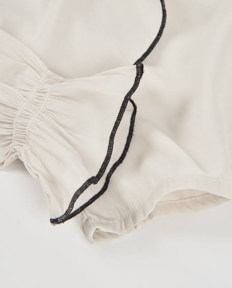 Chemise fille en toile avec col volanté et nœud central Blanc 4 - vertbaudet enfant 