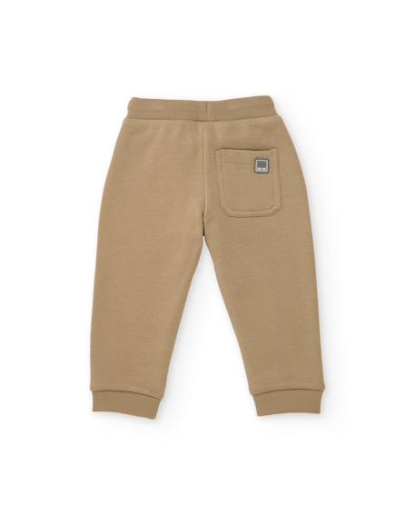 Pantalon en molleton pour garçon avec chevilles côtelées et cordon de serrage Marron 2 - vertbaudet enfant 