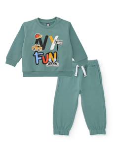 -Ensemble garçon en molleton avec sweat imprimé et pantalon assorti