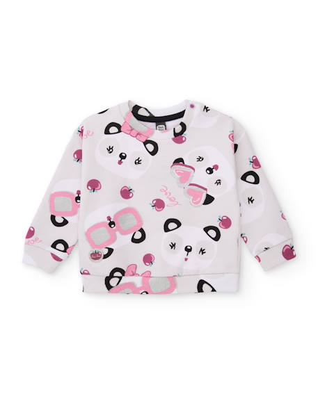 Ensemble fille en molleton avec sweat panda et legging à nœuds Blanc 3 - vertbaudet enfant 