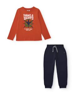 -Ensemble garçon avec t-shirt en coton design musical et pantalon jogger