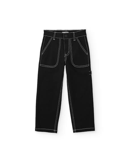 Jean garçon avec surpiqûres contrastées et coupe droite Noir 2 - vertbaudet enfant 