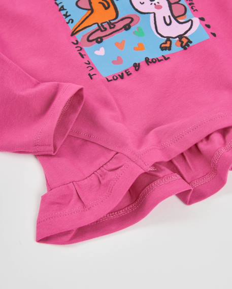 T-shirt fille en jersey à volants et motif illustré Rose 4 - vertbaudet enfant 