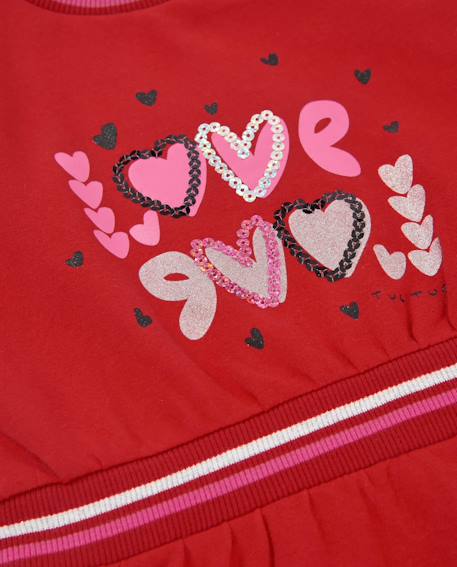 Robe fille en molleton imprimée à volants à la base Rouge 4 - vertbaudet enfant 