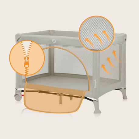 Lit parapluie parc bébé 3en1 laura 0-36 mois avec matelas haute densité et roulettes Beige sand+Black carbon+Green sage+Grey concrete+Pink nude 6 - vertbaudet enfant 