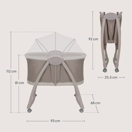 Lit bébé berceau 2en1 gaya pliable avec 4 roues et moustiquaire Beige latte+Beige sand 6 - vertbaudet enfant 