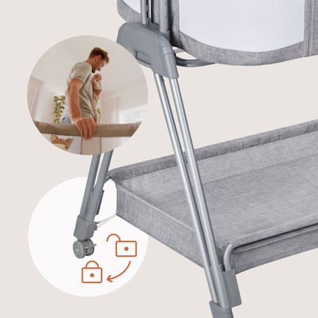 Lit cododo berceau 3en1 luna réglable en hauteur et inclinaison avec matelas Beige sand+Beige taupe+Grey concrete 17 - vertbaudet enfant 