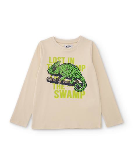 T-shirt garçon en jersey avec imprimé caméléon Blanc 1 - vertbaudet enfant 