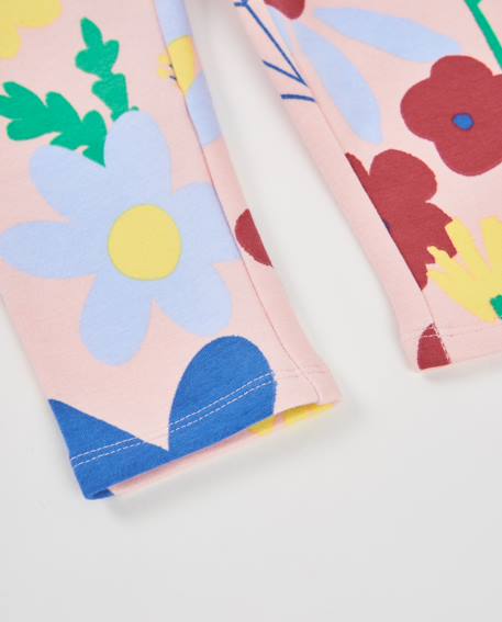 Legging bébé fille en molleton à motif floral et matière extensible Rose 4 - vertbaudet enfant 