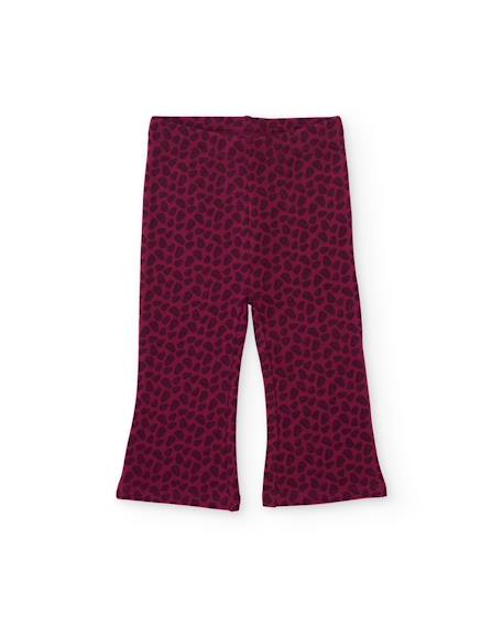 Pantalon fille en molleton imprimé léopard au toucher doux Rouge 2 - vertbaudet enfant 