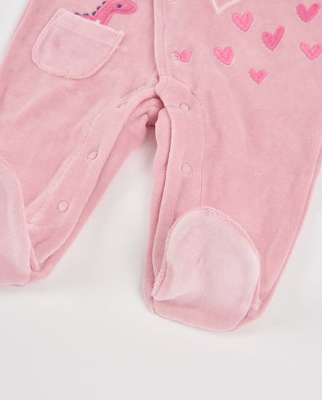 Barboteuse en maille pour bébé avec dinosaures brodés Rose 4 - vertbaudet enfant 