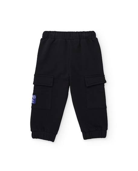 Pantalon cargo bébé garçon en molleton doux avec poches latérales Noir 2 - vertbaudet enfant 
