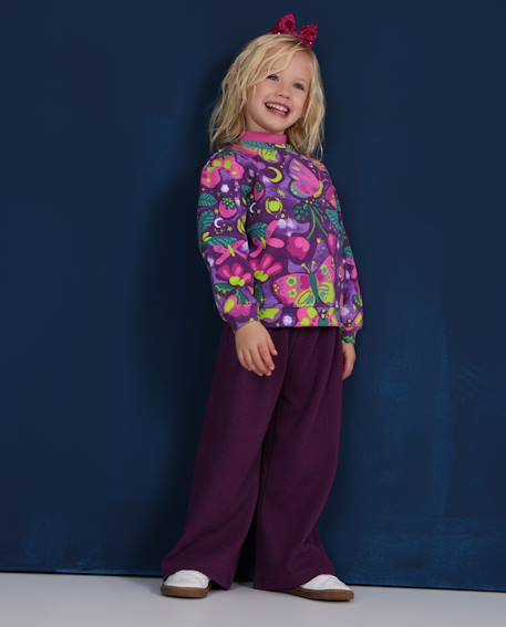 Pantalon côtelé fille avec taille élastique Violet 1 - vertbaudet enfant 