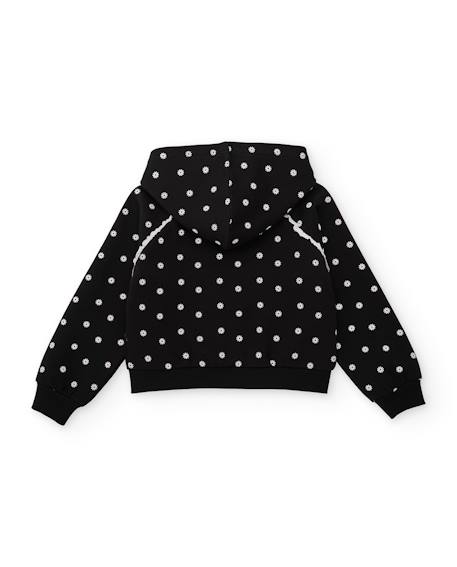 Sweat à capuche en molleton pour fille avec design floral et dentelle Noir 3 - vertbaudet enfant 