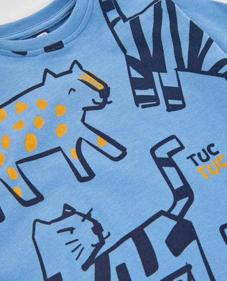 T-shirt à manches longues garçon en jersey à motif tigres all-over Bleu 3 - vertbaudet enfant 