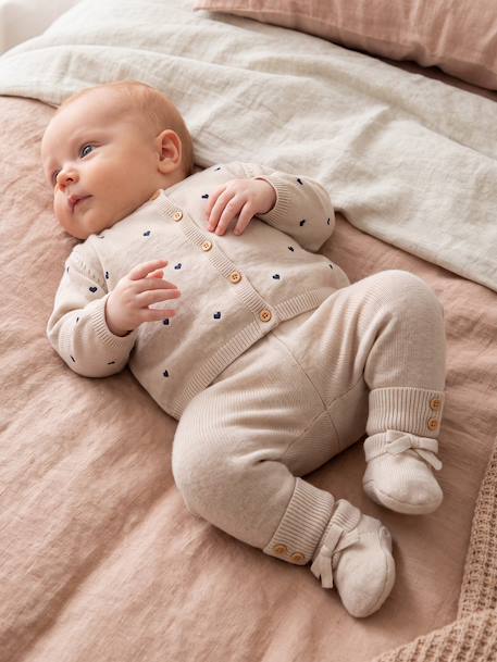 Ensemble 3 pièces bébé fille beige chiné 2 - vertbaudet enfant 