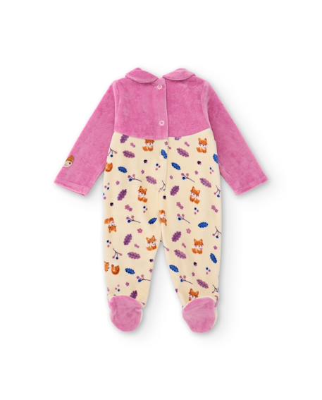 Barboteuse en maille pour bébé avec imprimé petits animaux Rose 2 - vertbaudet enfant 