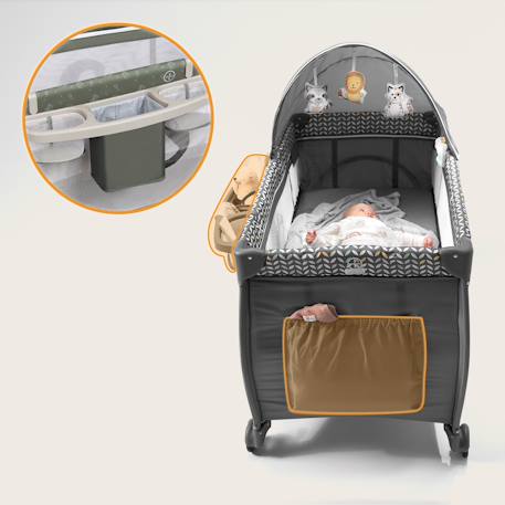 Lit parapluie parc bébé 3en1 sven plus 0-36 mois avec table à langer et moustiquaire Beige latte+Beige olive+Grey scandi 9 - vertbaudet enfant 