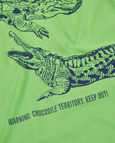 T-shirt garçon en maille avec imprimé crocodile Vert 4 - vertbaudet enfant 