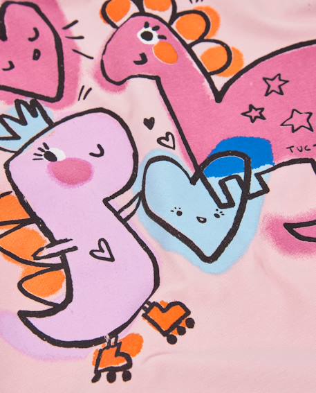 T-shirt fille en jersey doux à imprimé dinosaures Rose 4 - vertbaudet enfant 