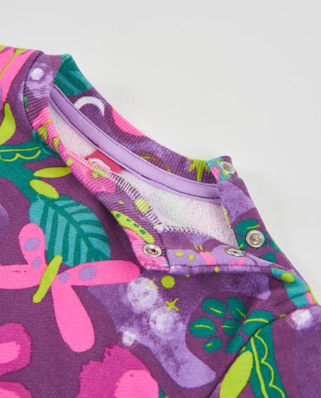 Sweat en molleton bébé fille imprimé papillons à col rond Violet 4 - vertbaudet enfant 