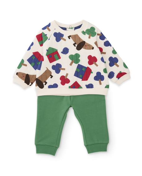 Ensemble en peluche pour bébé avec imprimé de chiots Vert 1 - vertbaudet enfant 