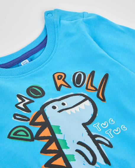 T-shirt manches longues garçon en jersey imprimé dinosaure Bleu 4 - vertbaudet enfant 