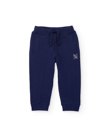 Pantalon de jogging garçon en molleton avec taille ajustable Bleu 1 - vertbaudet enfant 