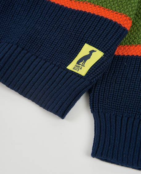 Pull garçon en tricot avec rayures contrastées et tons vifs Bleu 5 - vertbaudet enfant 