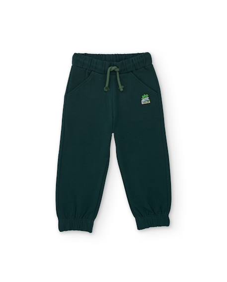 Pantalon de jogging garçon en molleton avec taille ajustable à cordon Vert 2 - vertbaudet enfant 