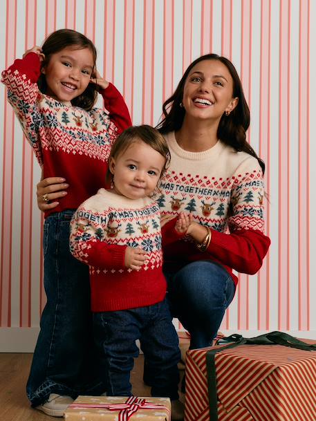 Pull de Noël manches longues Capsule Famille rouge 6 - vertbaudet enfant 