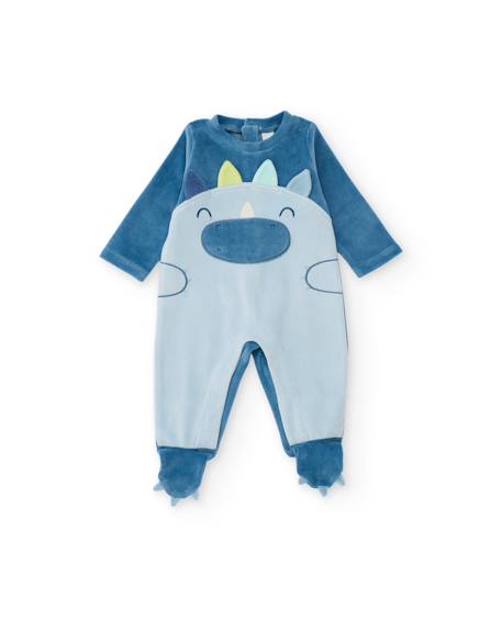 Barboteuse en maille pour bébé avec imprimé sur le devant Bleu 1 - vertbaudet enfant 