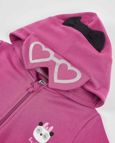 Sweat à capuche fille en molleton à motif ludique Violet 3 - vertbaudet enfant 