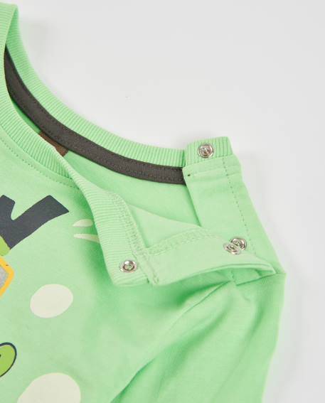T-shirt en maille pour garçon avec motif ludique et manches longues Vert 3 - vertbaudet enfant 
