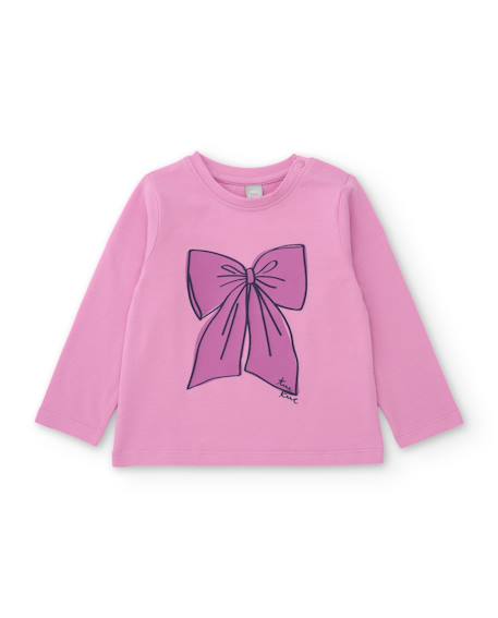 T-shirt à manches courtes fille en jersey avec motif nœud Rose 2 - vertbaudet enfant 