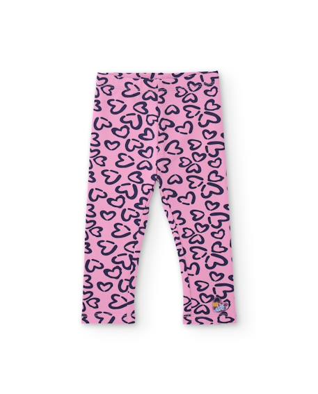 Legging en molleton bébé fille à motif cœurs et détails contrastants Rose 2 - vertbaudet enfant 